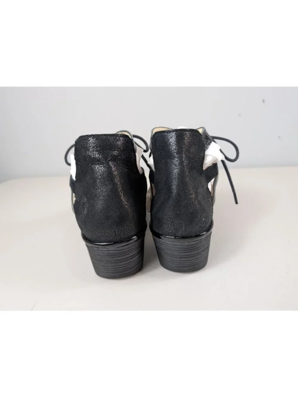 Fly London Sandals Women heeled casual ankle strappy in black size 8.5
